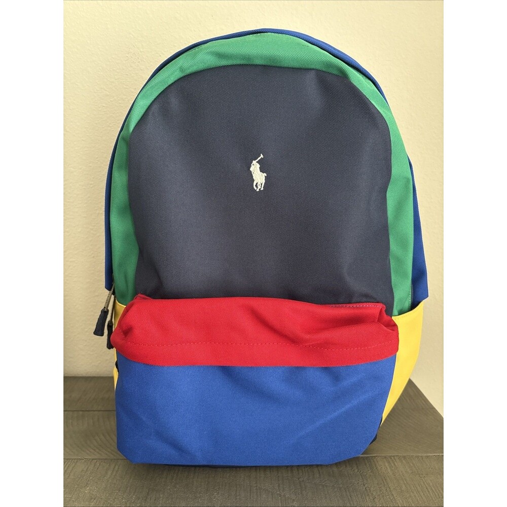 Polo Ralph Lauren Colorblock Multi-Color Backpack Bag Navy/Multicolor